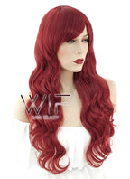 27" Wavy Dark Red Synthetic Wig CM172