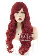 27" Wavy Dark Red Synthetic Wig CM172