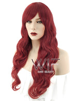 27" Wavy Dark Red Synthetic Wig CM172