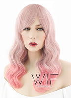 20" Long Curly Grey Blue Mixed Pink Fashion Synthetic Hair Wig CM184