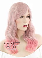 20" Long Curly Grey Blue Mixed Pink Fashion Synthetic Hair Wig CM184
