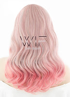 20" Long Curly Grey Blue Mixed Pink Fashion Synthetic Hair Wig CM184