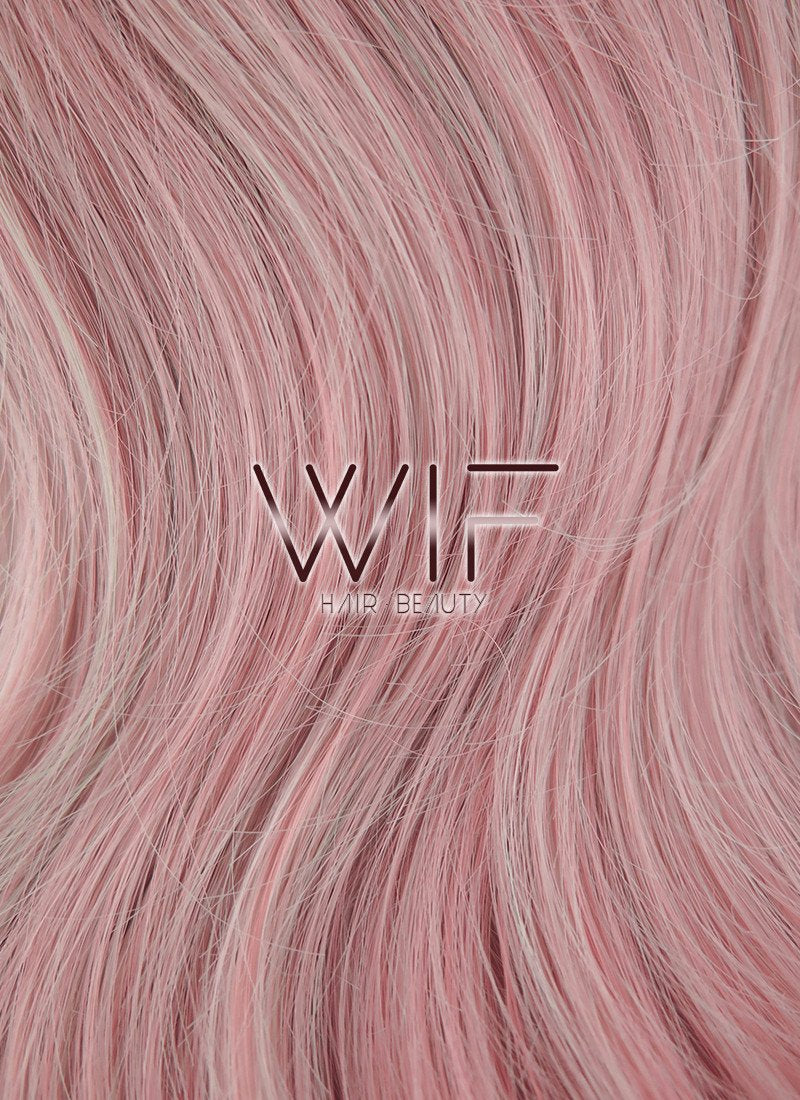 20" Long Curly Grey Blue Mixed Pink Fashion Synthetic Hair Wig CM184