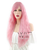 28" Long Curly Pink Fashion Synthetic Hair Wig CM201