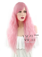 28" Long Curly Pink Fashion Synthetic Hair Wig CM201