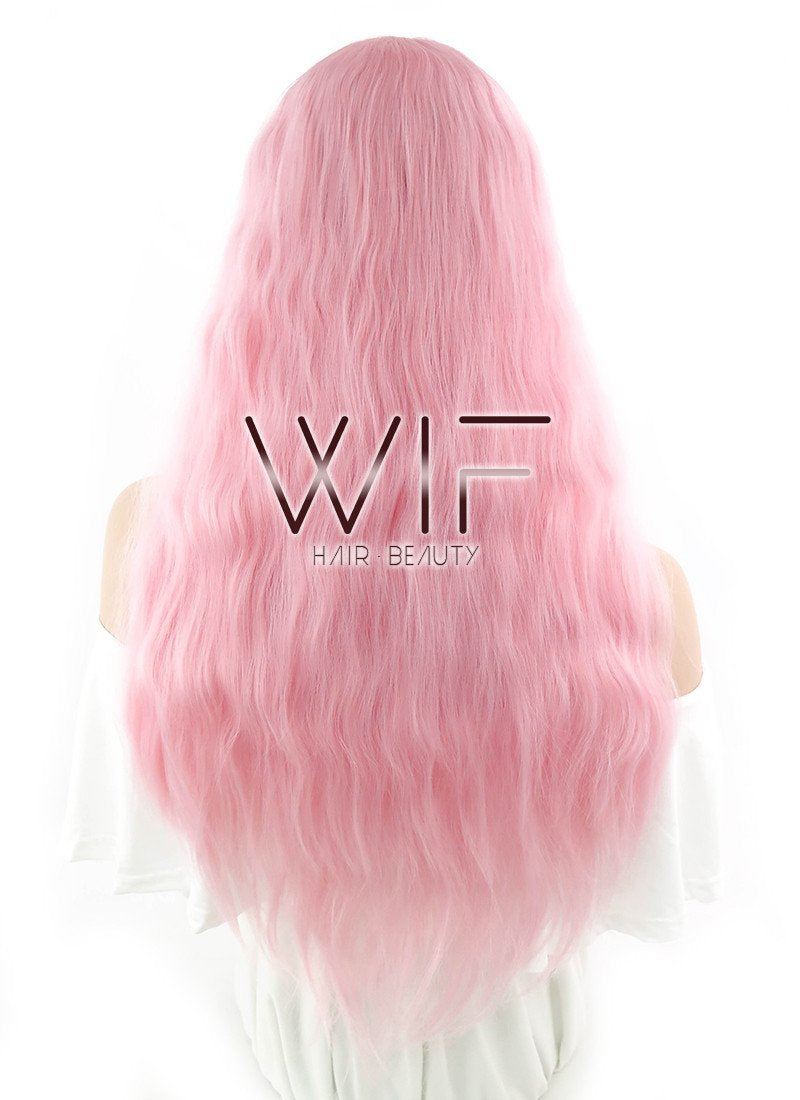 28" Long Curly Pink Fashion Synthetic Hair Wig CM201