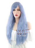 28" Long Curly Light Blue Fashion Synthetic Hair Wig CM202