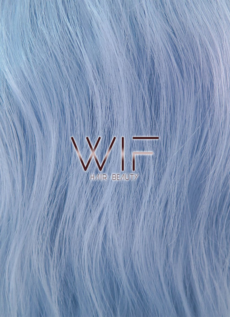28" Long Curly Light Blue Fashion Synthetic Hair Wig CM202