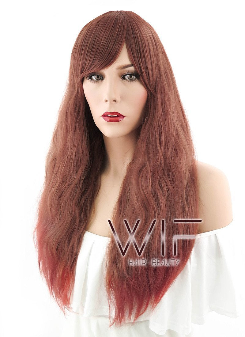 28" Long Curly  Reddish Brown Fashion Synthetic Hair Wig CM203