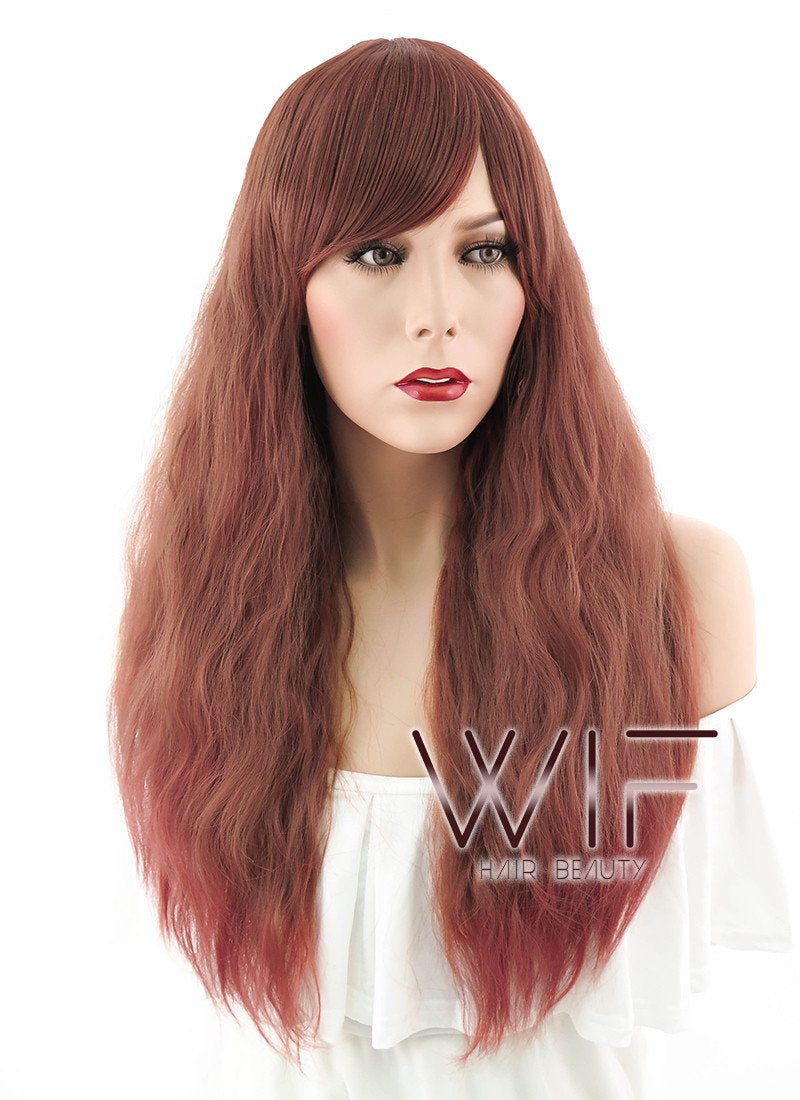 28" Long Curly  Reddish Brown Fashion Synthetic Hair Wig CM203