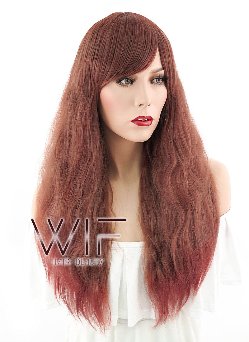 28" Long Curly  Reddish Brown Fashion Synthetic Hair Wig CM203