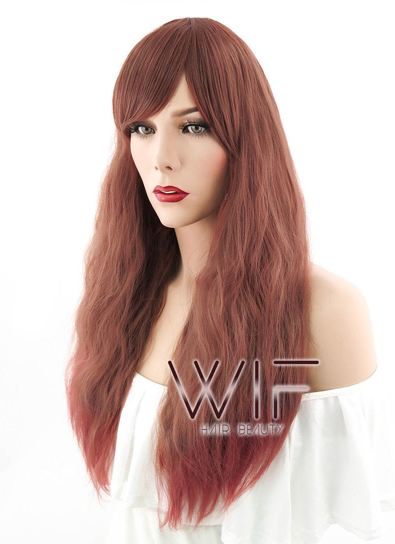 28" Long Curly  Reddish Brown Fashion Synthetic Hair Wig CM203
