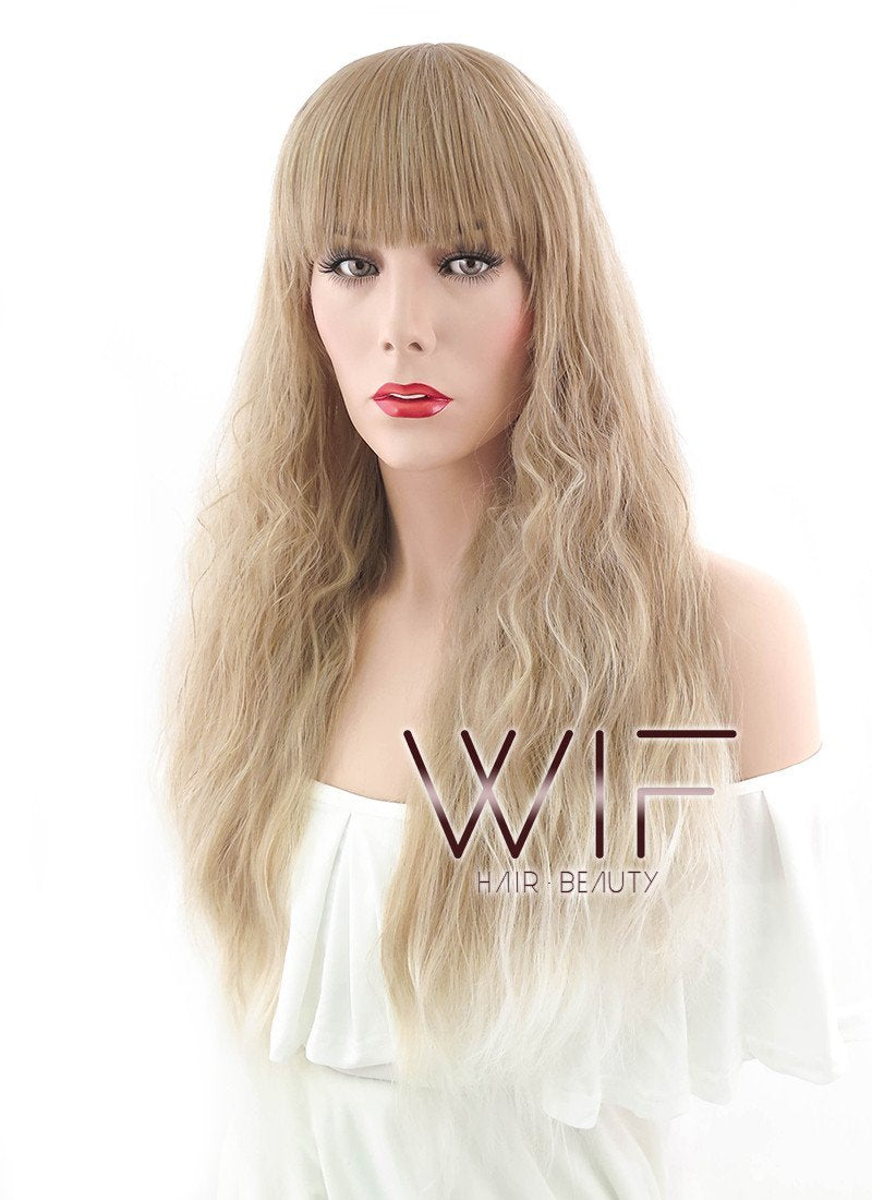 28" Long Curly Brown Mixed Blonde Fashion Synthetic Hair Wig CM204