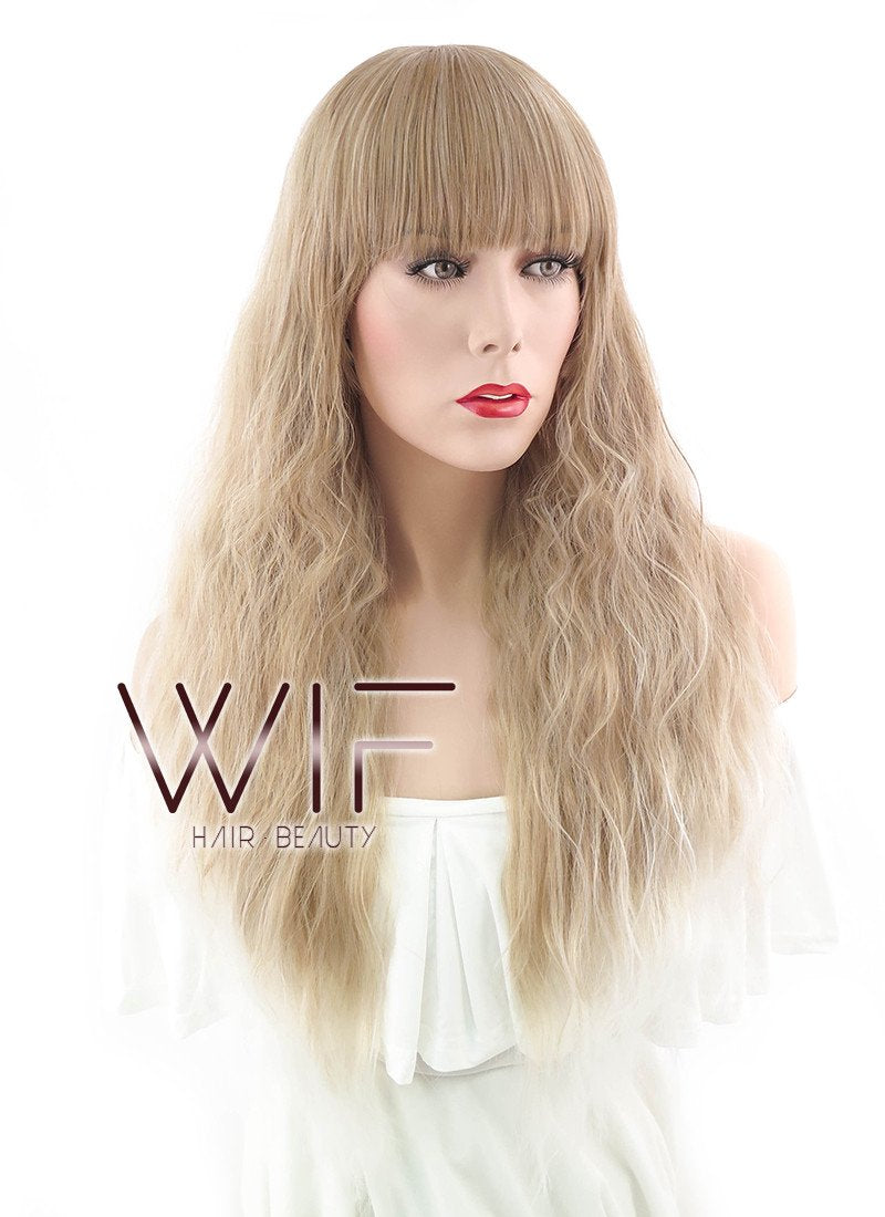28" Long Curly Brown Mixed Blonde Fashion Synthetic Hair Wig CM204
