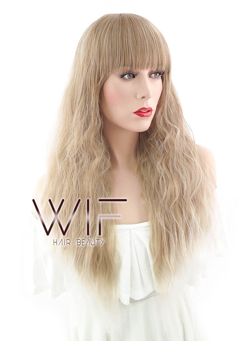 28" Long Curly Brown Mixed Blonde Fashion Synthetic Hair Wig CM204