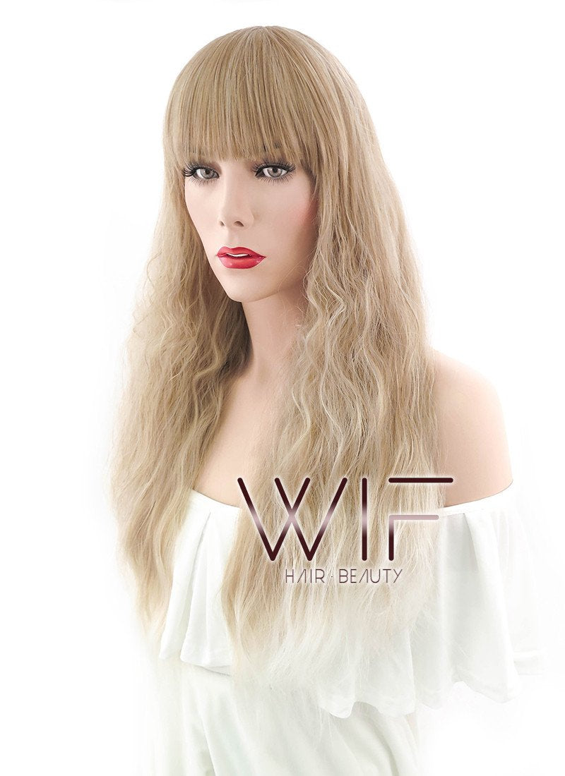 28" Long Curly Brown Mixed Blonde Fashion Synthetic Hair Wig CM204