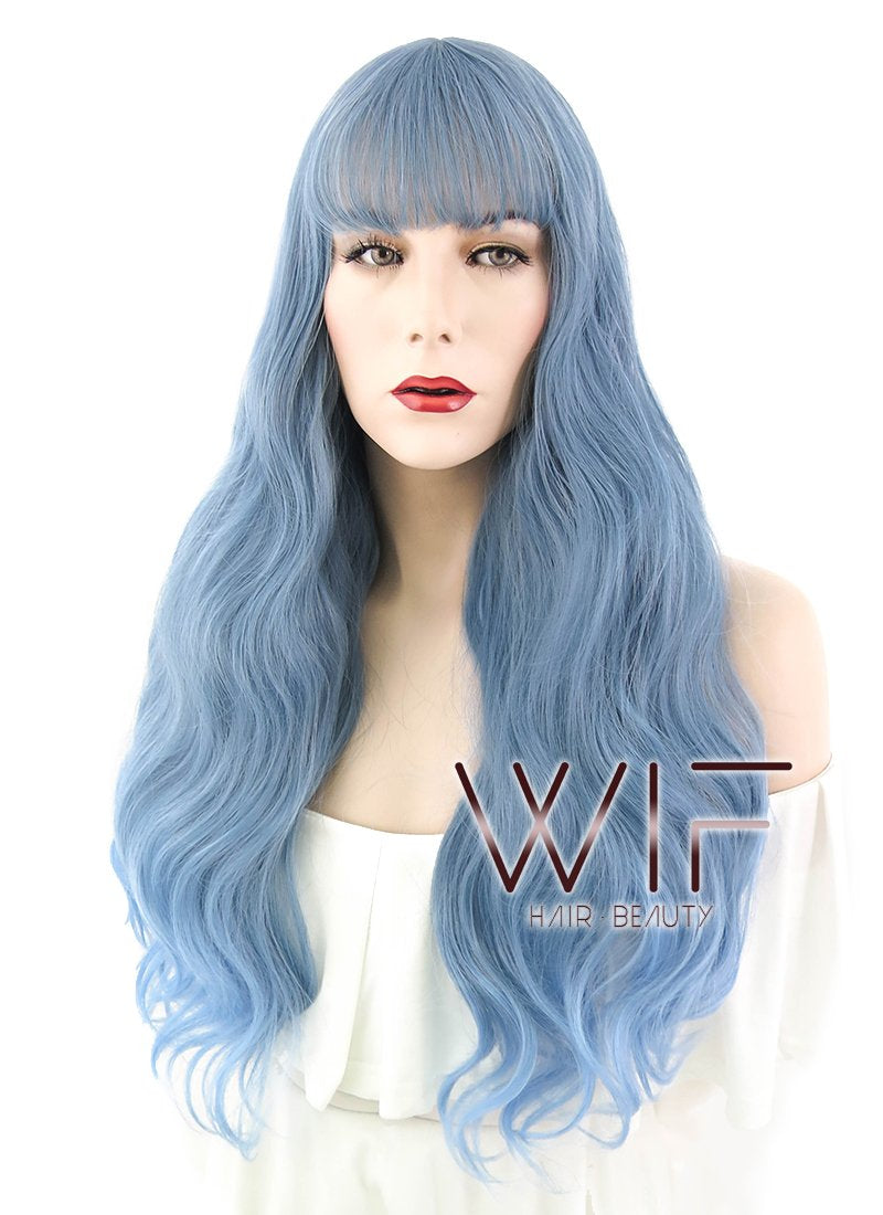 24" Wavy Two Tone Blue Synthetic Wig CM205