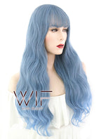 24" Wavy Two Tone Blue Synthetic Wig CM205