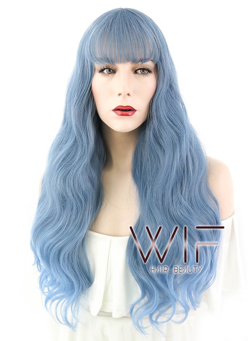 24" Wavy Two Tone Blue Synthetic Wig CM205
