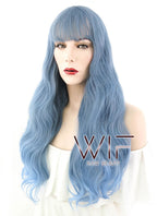 24" Wavy Two Tone Blue Synthetic Wig CM205