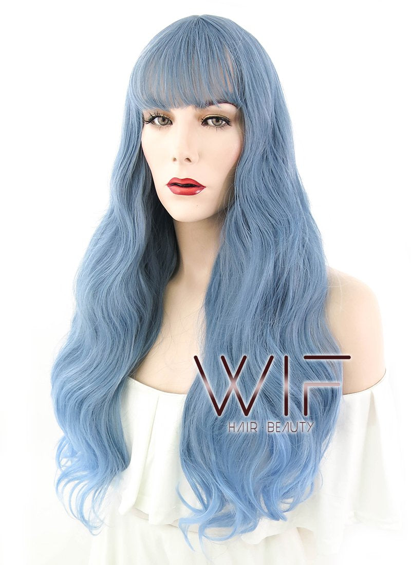 24" Wavy Two Tone Blue Synthetic Wig CM205
