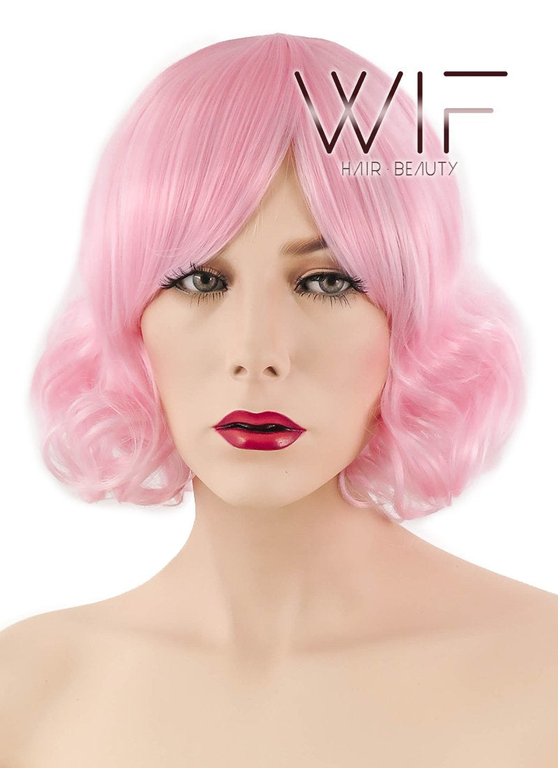 10" Wavy Pink Synthetic Wig CM206