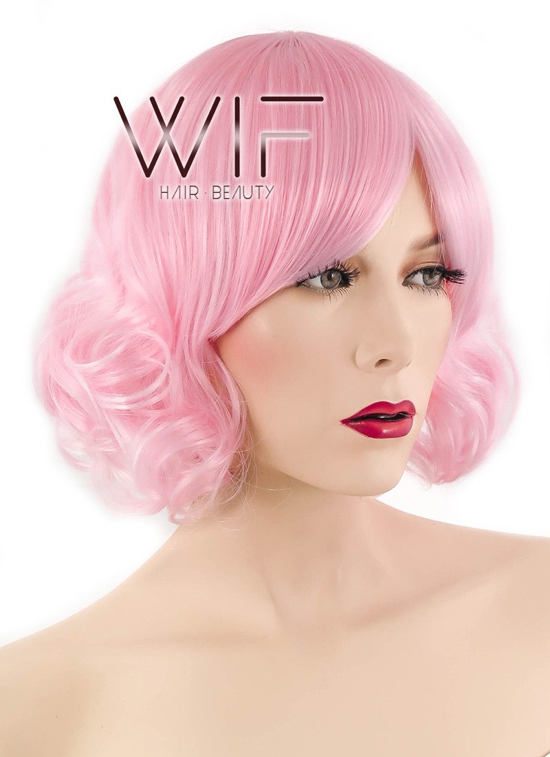 10" Short Curly Pink Fashion Synthetic Hair Wig CM206
