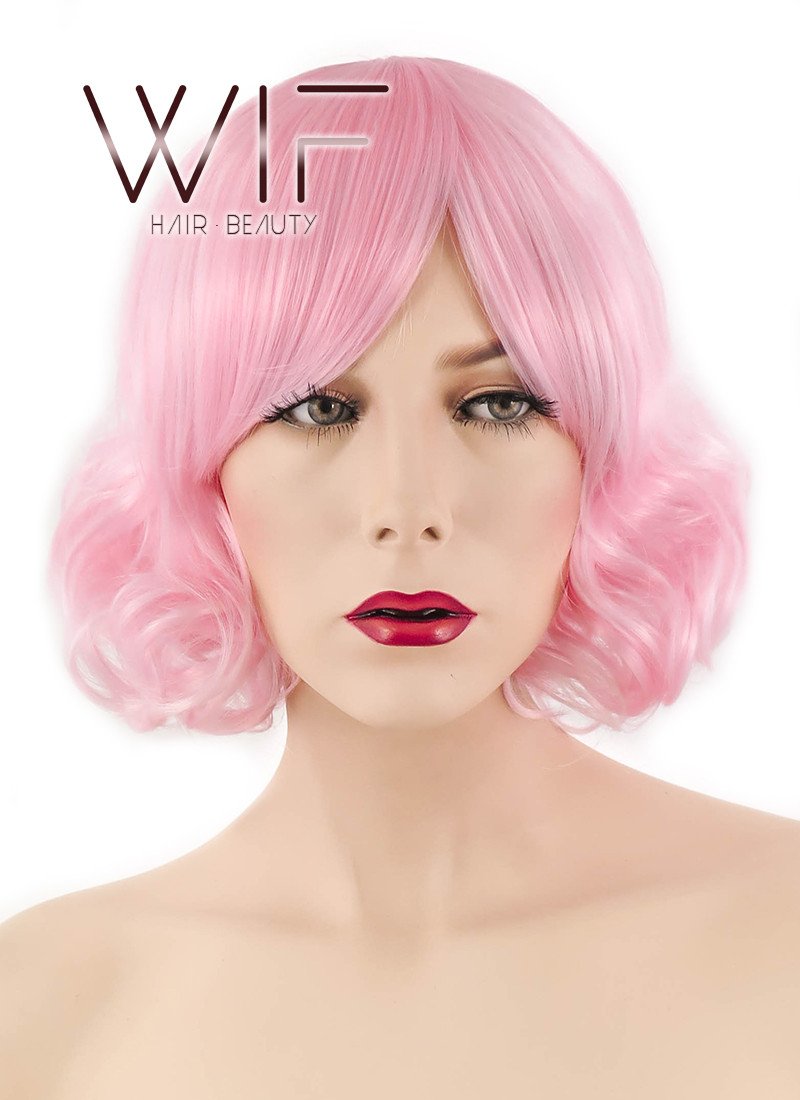 10" Short Curly Pink Fashion Synthetic Hair Wig CM206