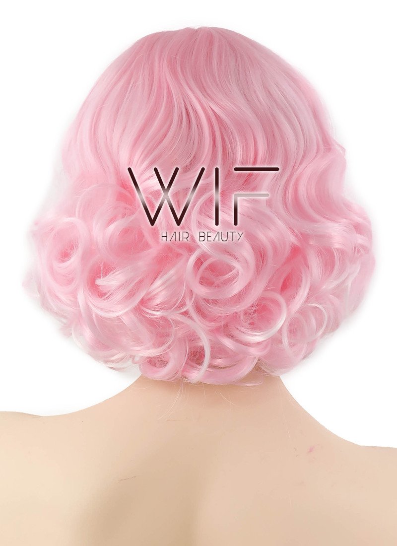 10" Short Curly Pink Fashion Synthetic Hair Wig CM206