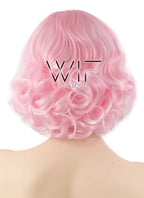 10" Short Curly Pink Fashion Synthetic Hair Wig CM206