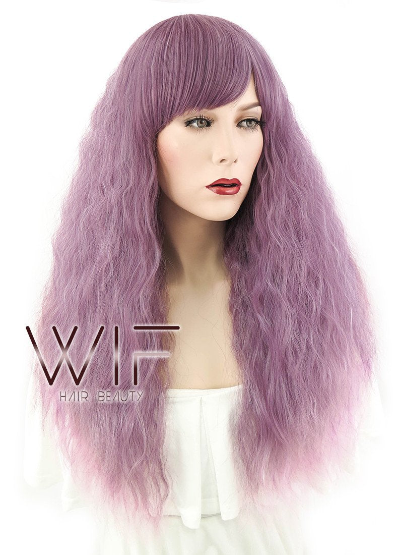 18" Long Curly Two Tone Purple Fashion Synthetic Hair Wig CM211