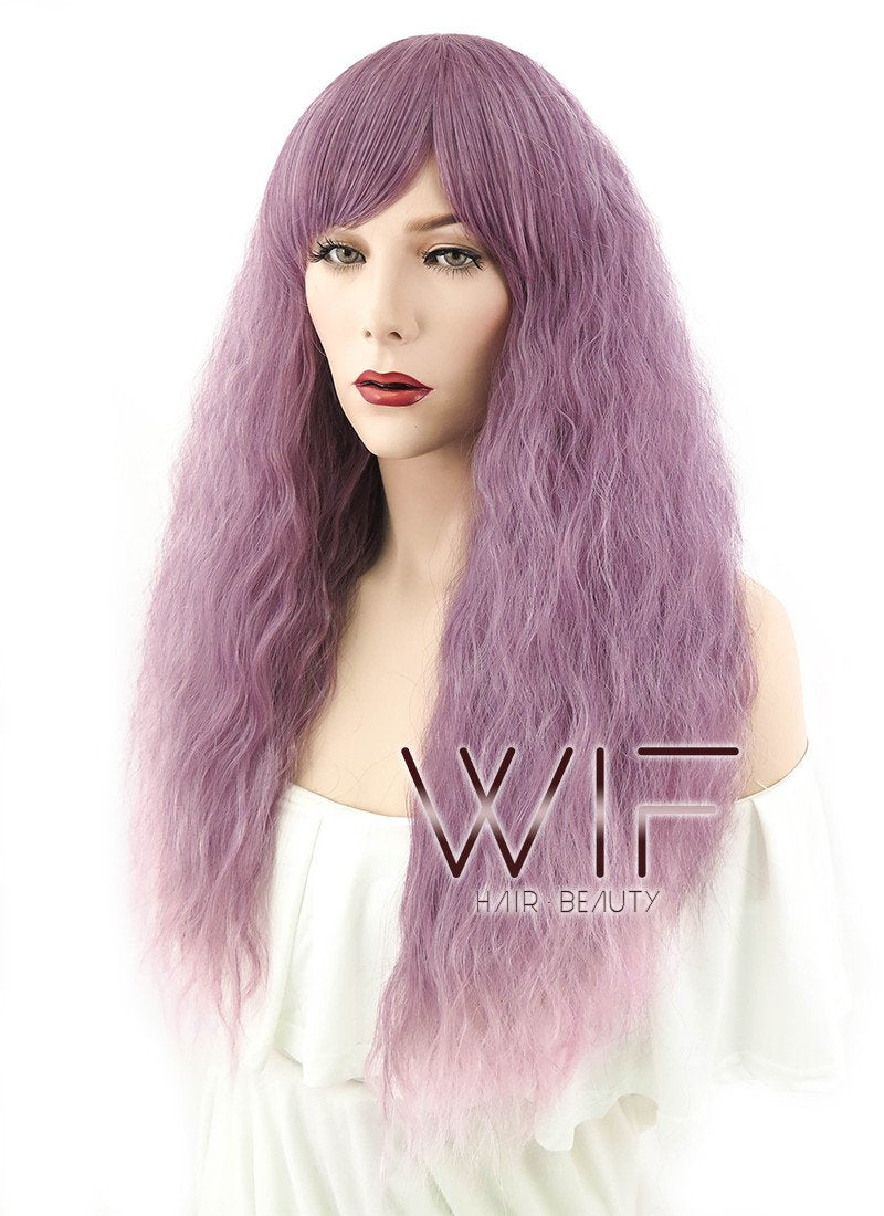 18" Long Curly Two Tone Purple Fashion Synthetic Hair Wig CM211