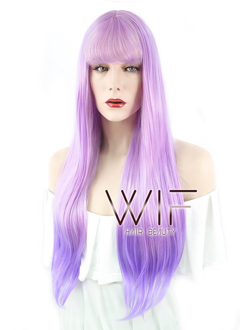 24" Straight Two Tone Purple Synthetic Wig CM215