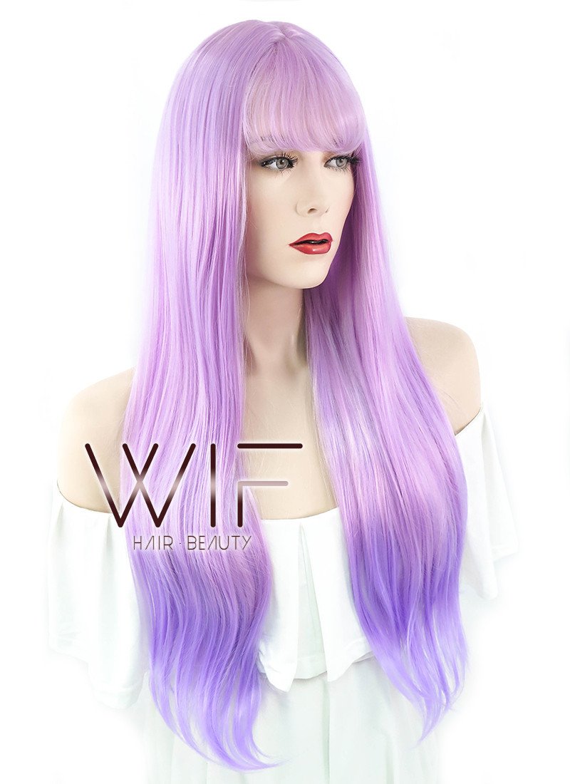 24" Straight Two Tone Purple Synthetic Wig CM215