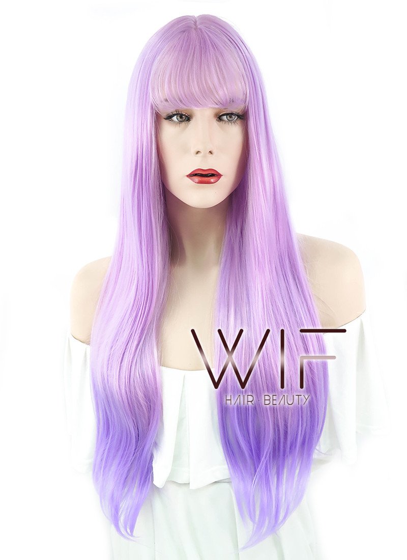 24" Straight Two Tone Purple Synthetic Wig CM215