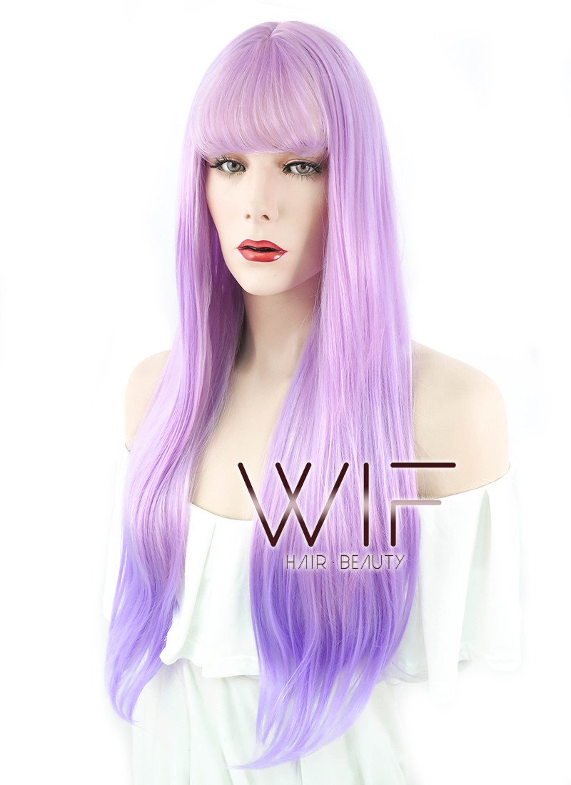24" Straight Two Tone Purple Synthetic Wig CM215