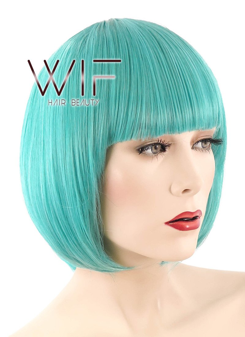 10" Short Straight Green Fashion Synthetic Hair Wig CM216