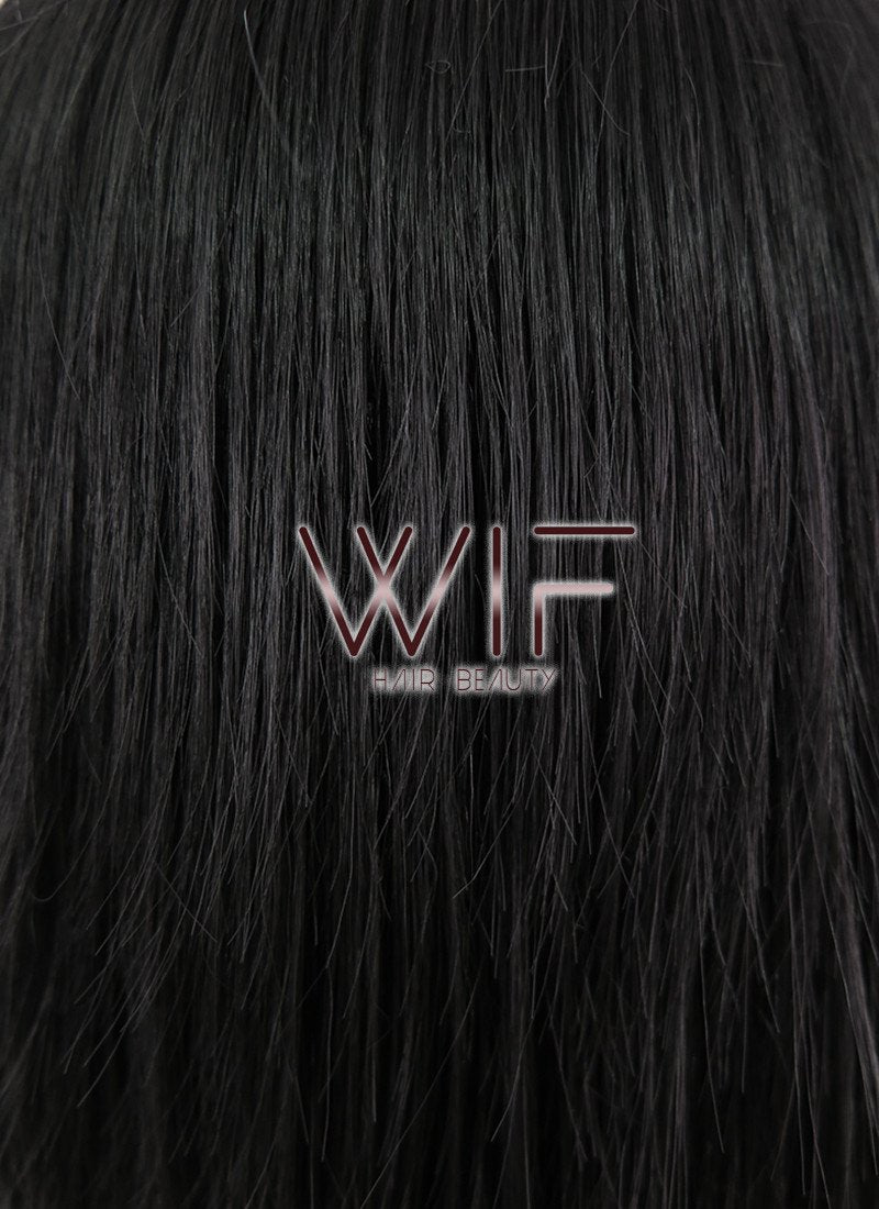 12" Straight Black Synthetic Wig CR01