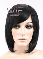 12" Straight Black Synthetic Wig CR01