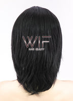 12" Straight Black Synthetic Wig CR01