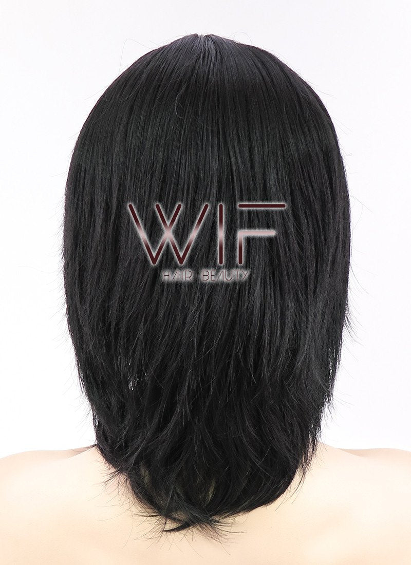 12" Straight Black Synthetic Wig CR01