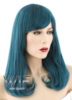 18" Long Wavy Mixed Dark Green Fashion Synthetic Hair Wig EY165