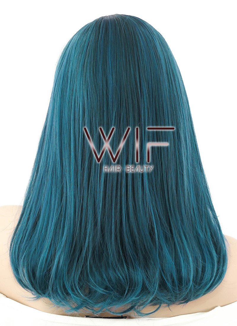 18" Long Wavy Mixed Dark Green Fashion Synthetic Hair Wig EY165