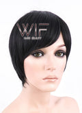 Short Black Wig with Bangs