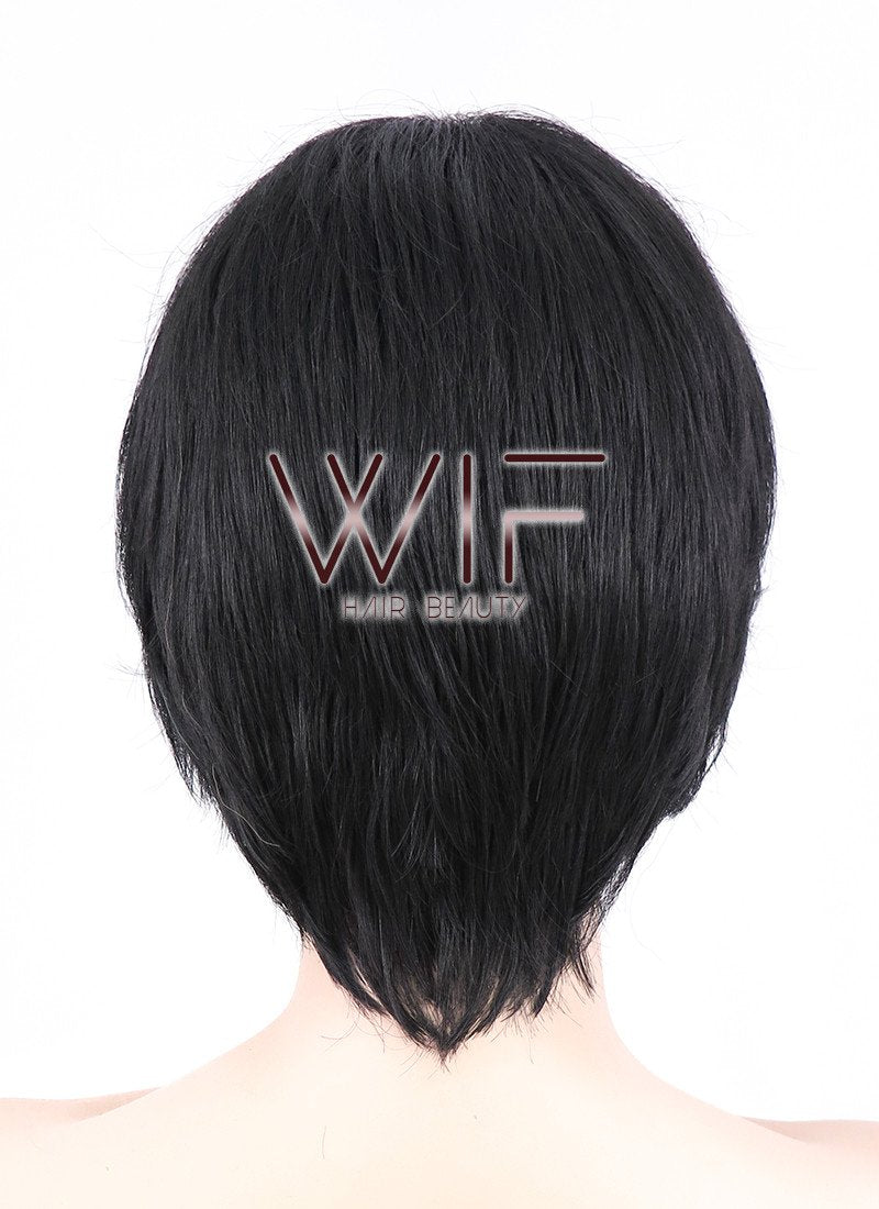 Back View Short Black Wig