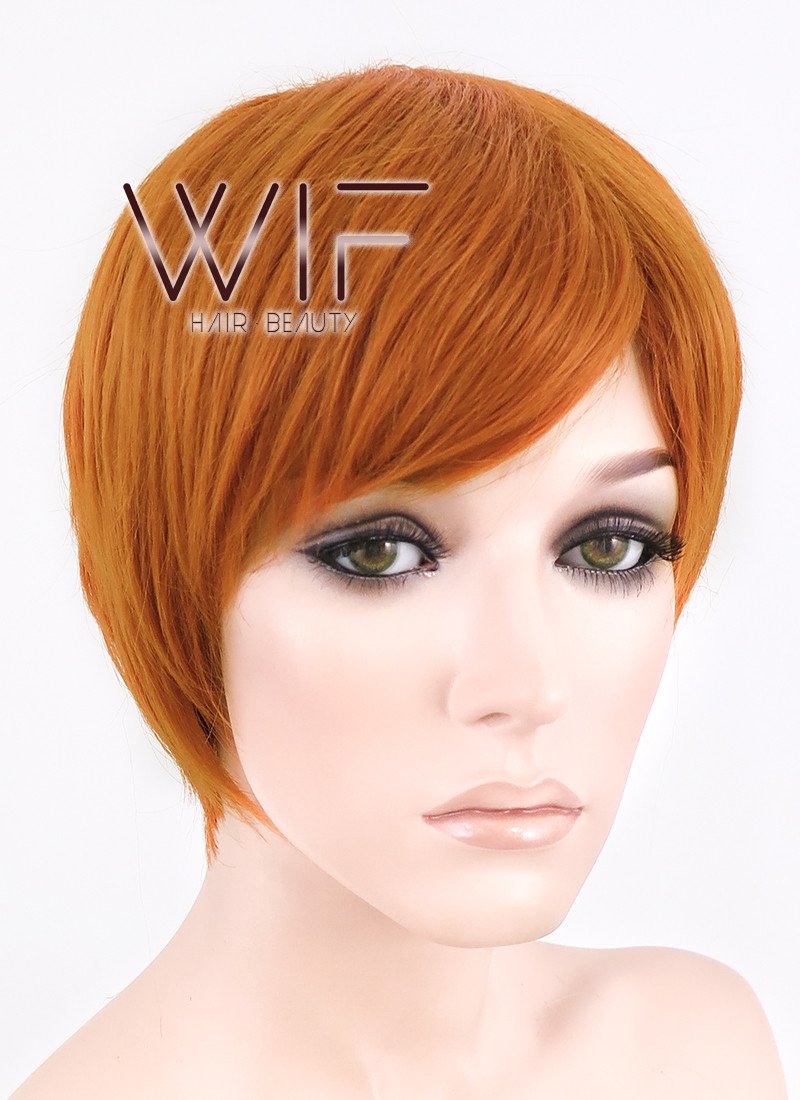 10" Straight Orange Synthetic Wig FB58