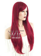 28" Straight Dark Red Synthetic Wig GM007