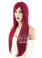 28" Straight Dark Red Synthetic Wig GM007