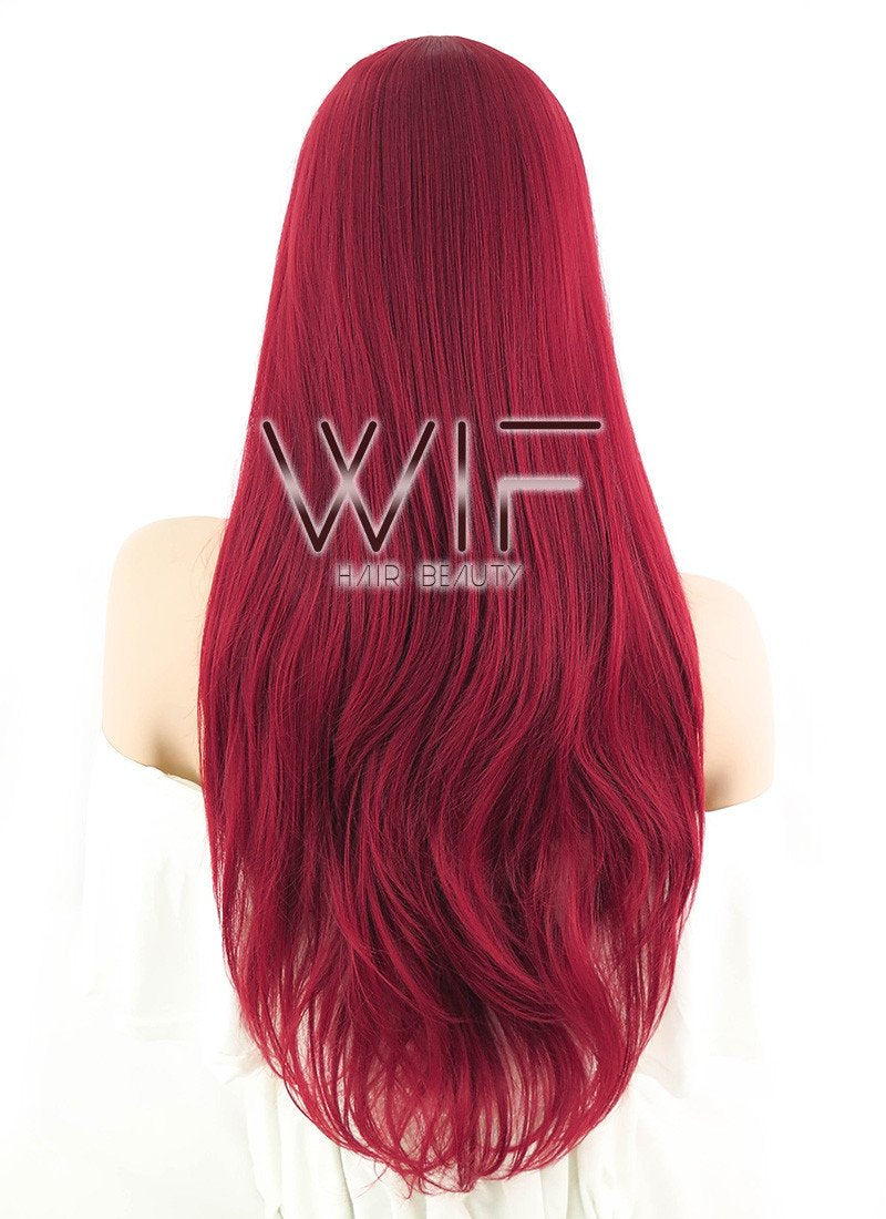 28" Straight Dark Red Synthetic Wig GM007