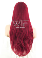 28" Straight Dark Red Synthetic Wig GM007